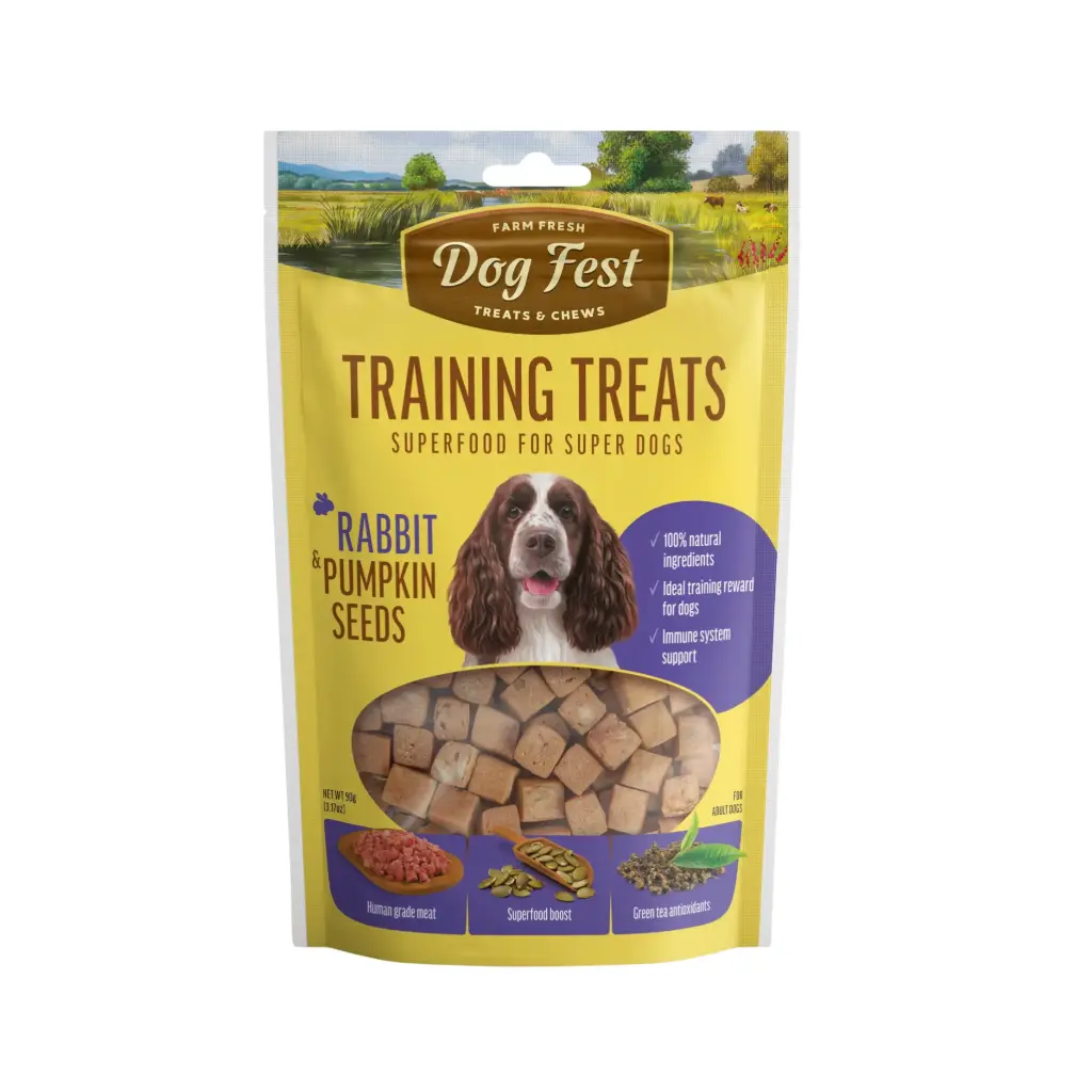 [79711908] Dog Fest Training Rabbit & Pumpkin Seeds Dog Treat Pouch - 90g