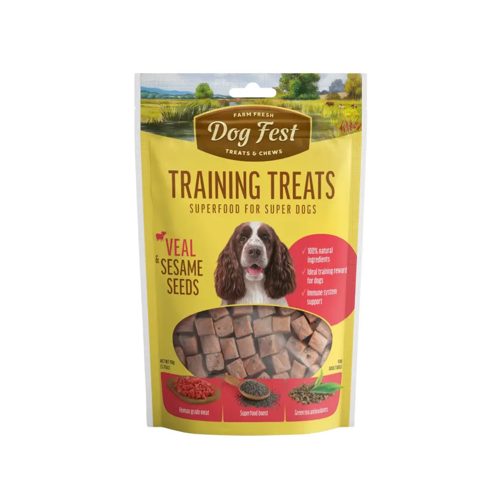 [79711939] Dog Fest Training Veal & Sesame Seeds Dog Treat Pouch - 90g