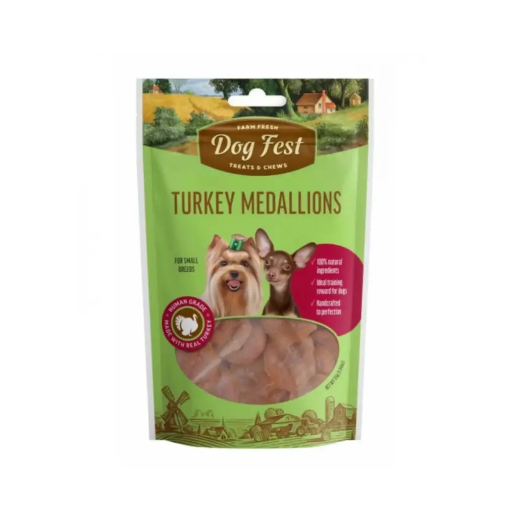 Dog Fest Turkey Medallions for Small Breed Dog Treats - 55g