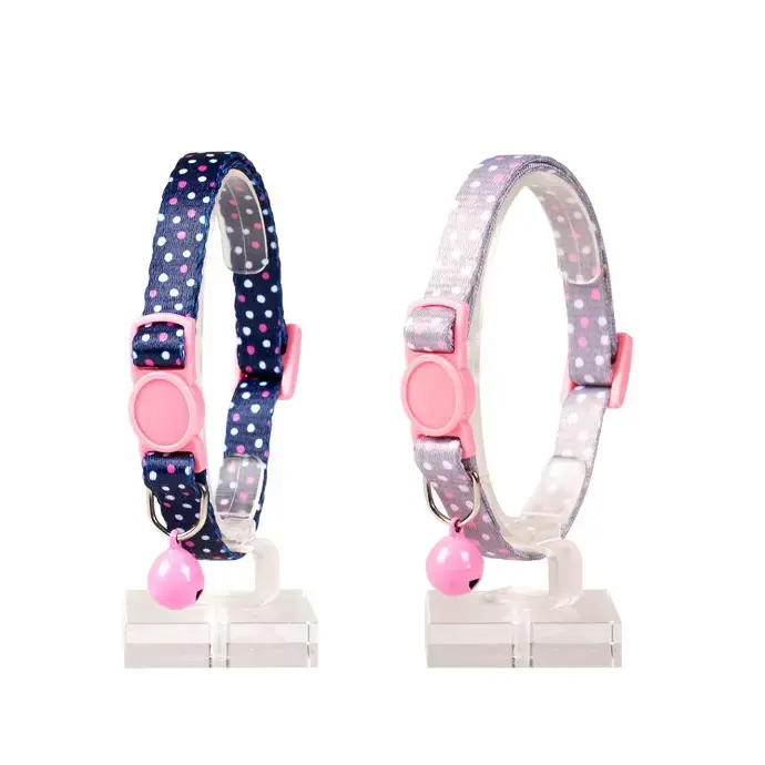 Duvo Cat Collar Nylon Mixed Colors 20x30cm / 10mm/Texture: Blue/beige Dots-1pc