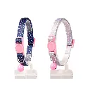 Duvo Cat Collar Nylon Mixed Colors 20x30cm / 10mm/Texture: Blue/beige Dots-1pc