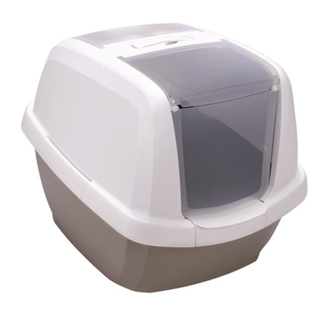 Imac Maddy Hooded Cat Toilet- Brown-White 62x49.5x47.5cm