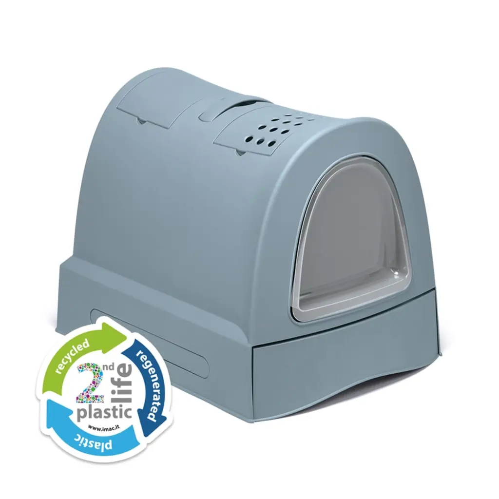 [IM83450R] Imac Zuma 2nd Life Plastic Cat Toilet with Sliding Tray, 57x43.5x73cm[Color - Light Blue]