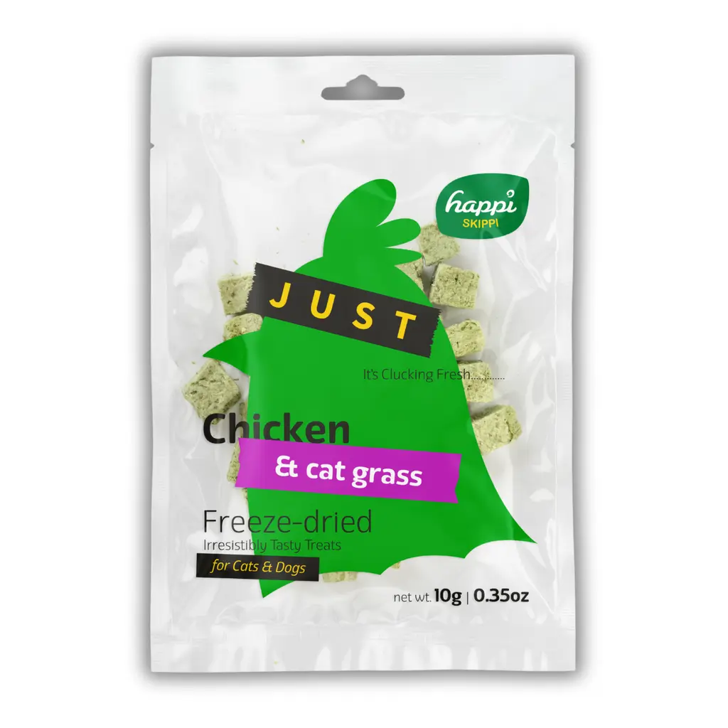 Happi Skippi Just Freeze-Dried Treat Chicken&Cat Grass for Cats and Dogs 10g