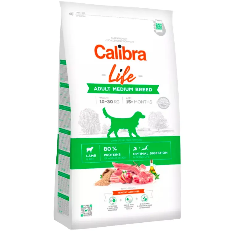 [E009937] Calibra Dog Life Medium Breed Lamb Adult Dry Dog Food - 12kg