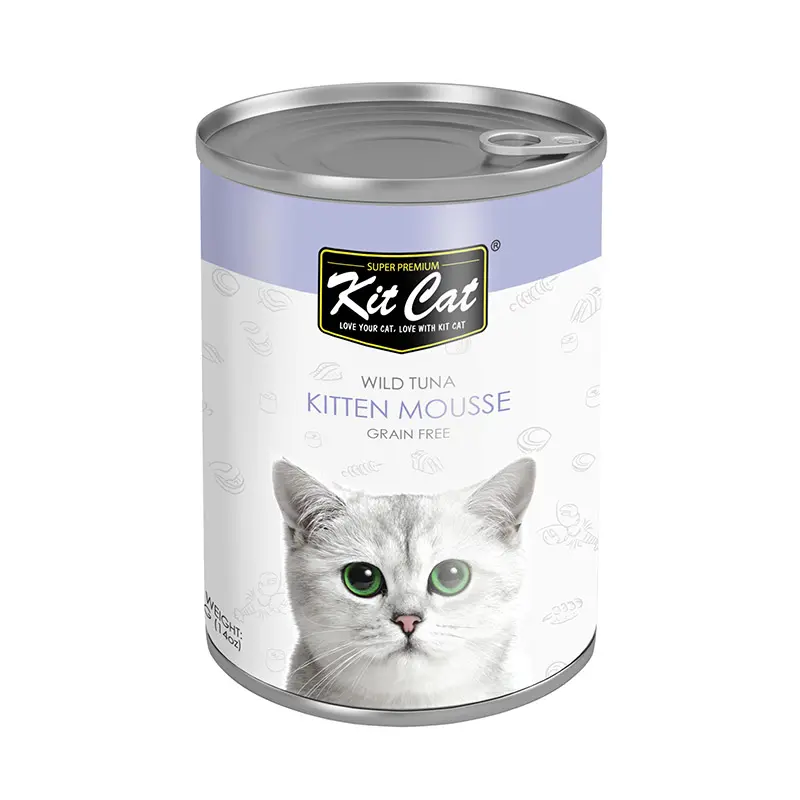 [4426] Kit Cat Wild Caught Tuna Kitten Mousse Grain-Free Wet Cat Food – 400g Can