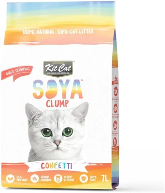 [4177] Kit Cat Soya Clump Tofu Cat Litter – Confetti Scent, 7L