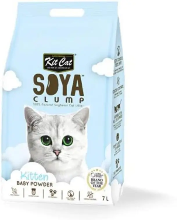 [4178] Kit Kit Cat SOYA CLUMP Soybean Cat Litter - Kitten Baby Powder Scent - 7L (Cat) – 7L