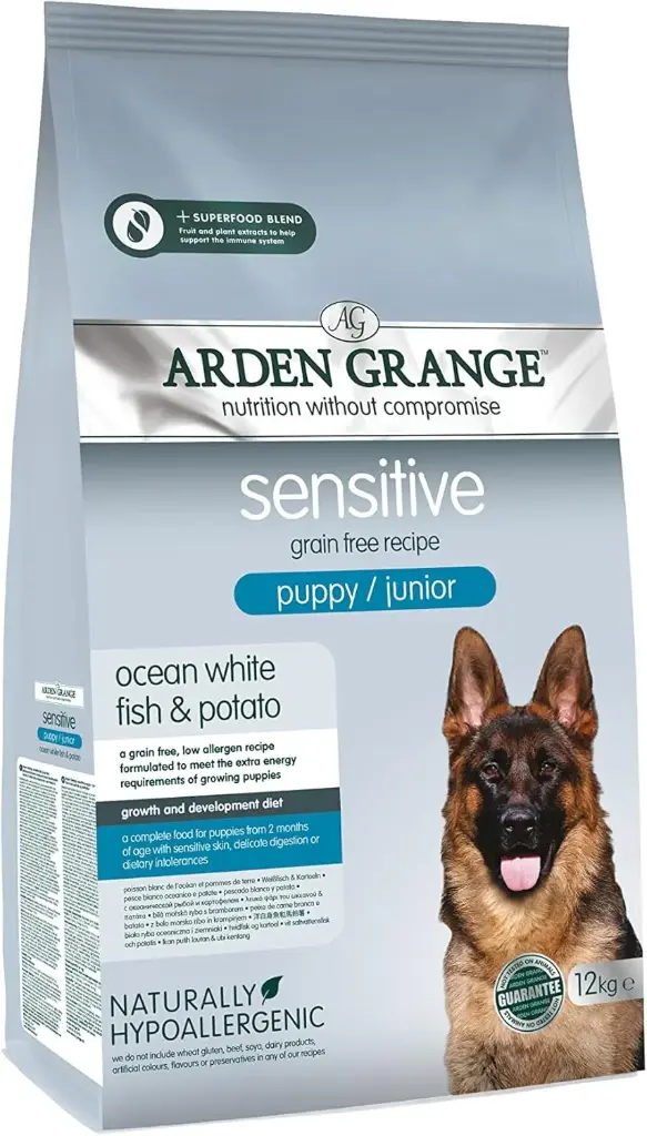 [101240-2] Arden Grange Sensitive Grain-Free White Fish & Potato Puppy & Junior Dry Dog Food - 12kg