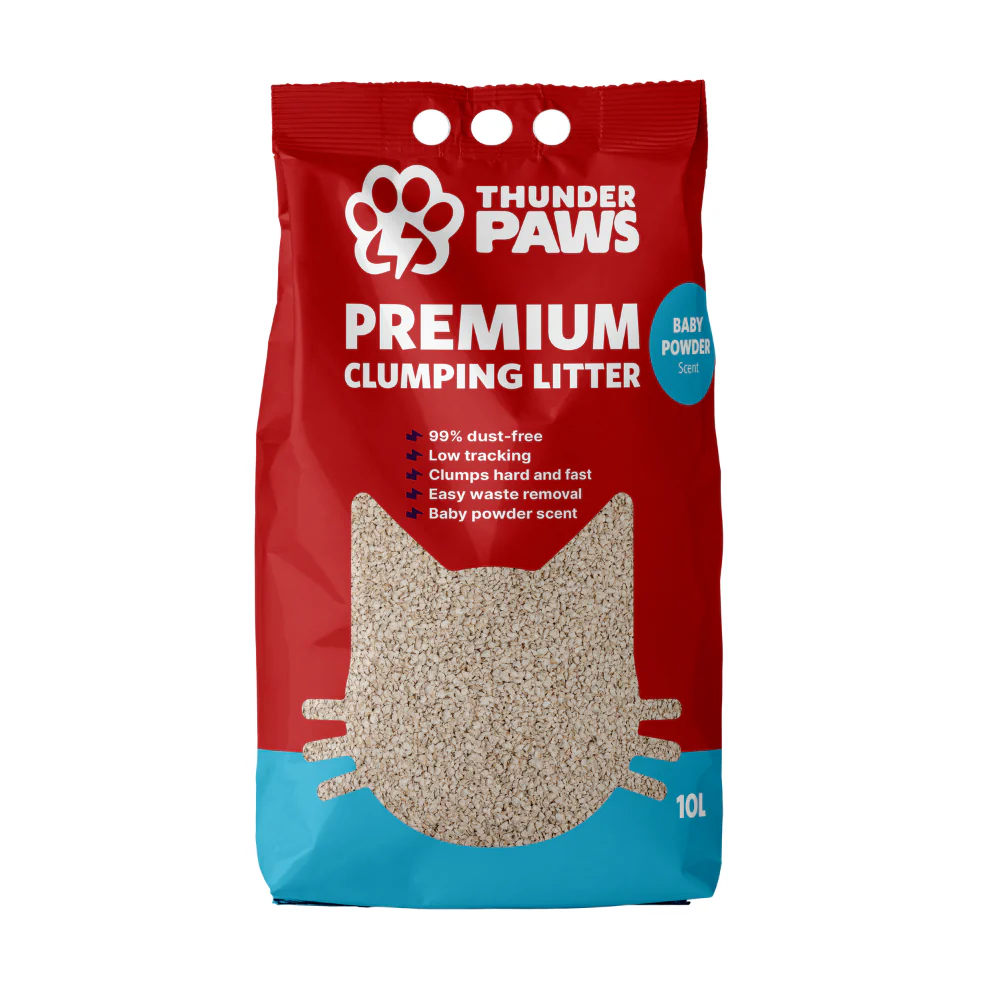 Thunder Paws Advance Care Baby Powder Clumping Cat Litter 10L