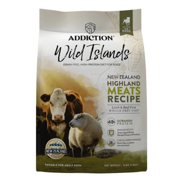 [105156-1] Addiction Wild Islands Highland Meats Grain-Free Dry Dog Food - 4lb