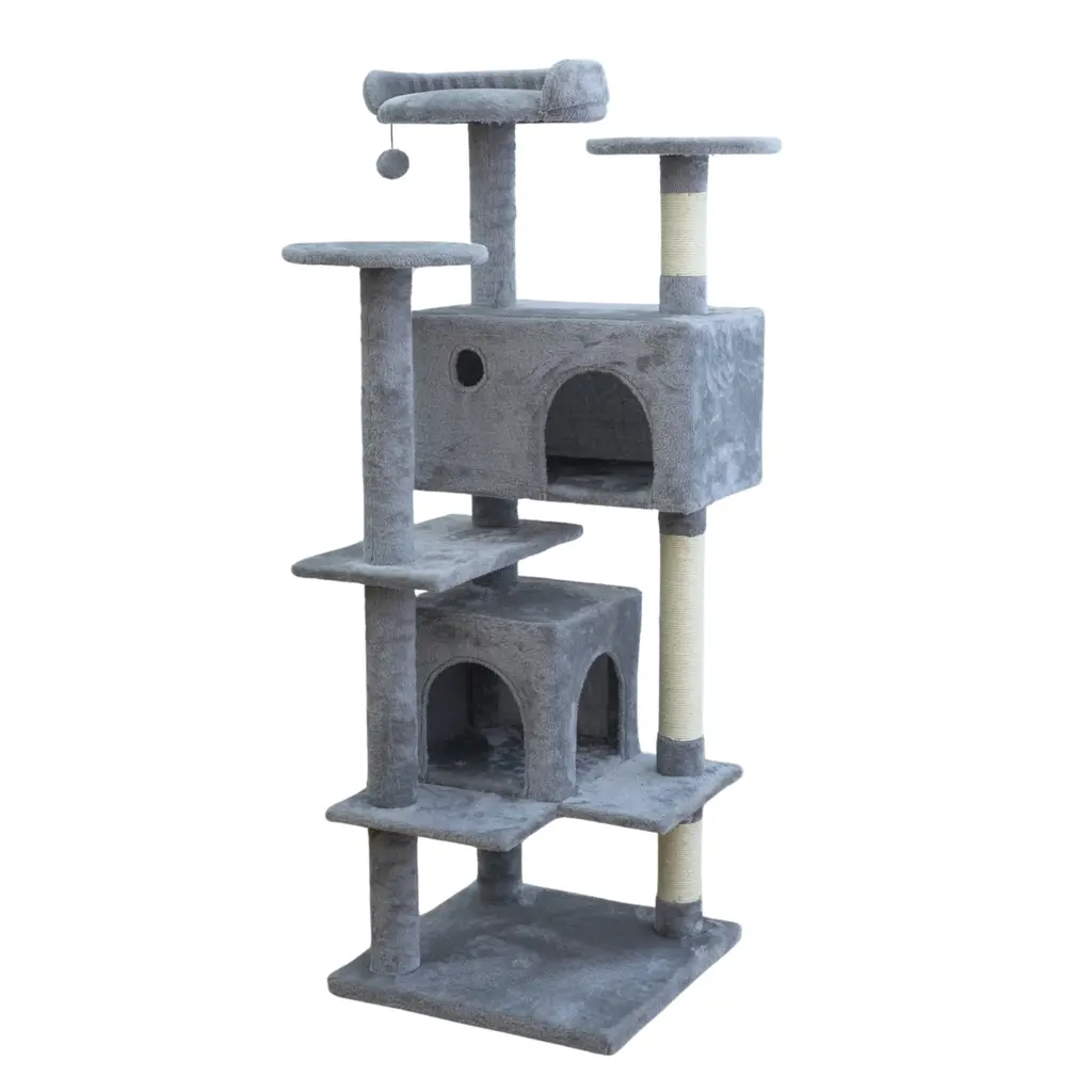 [HY241143] Catry Mid-Height Play & Lounge Multi-Level Cat Tower - 48x48x137cm