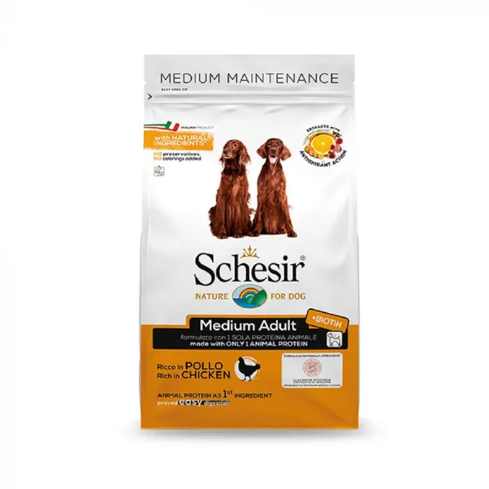 Schesir Medium Adult Maintenance Dry Dog Food with Chicken (3kg) - Natural & Complete