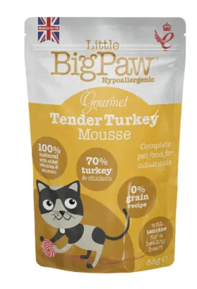 [5060251321441] Little Big Paw Cat Gourmet Tender Turkey Mousse 85G Pouch