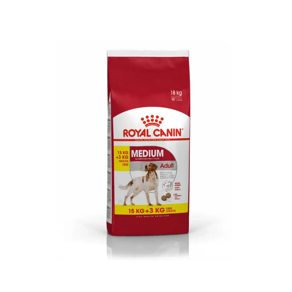 Royal Canin Size Health Nutrition Medium Adult Dry Dog Food – 15+3kg Promo Bag