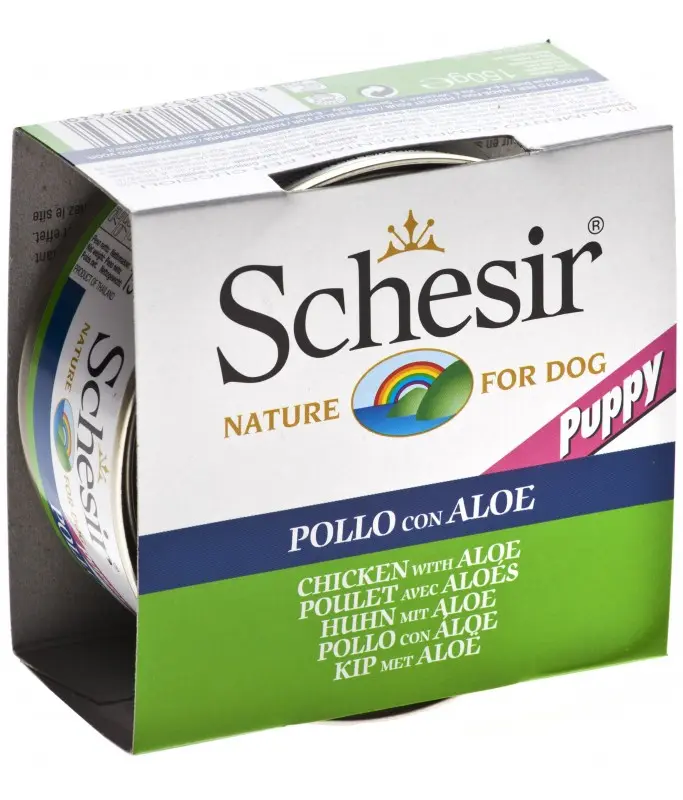 [C01064263] Schesir Puppy Chicken Fillets With Aloe Wet Food Can 150g