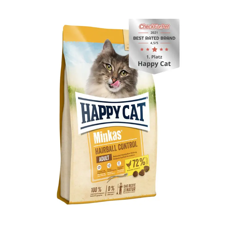 Happy Cat Minkas Hairball Control Hairball Control Dry Cat Food Bag 4kg
