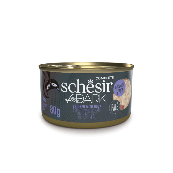 [8005852142313] Schesir After Dark Paté Chicken With Duck Premium Wet Cat Food Can 80g