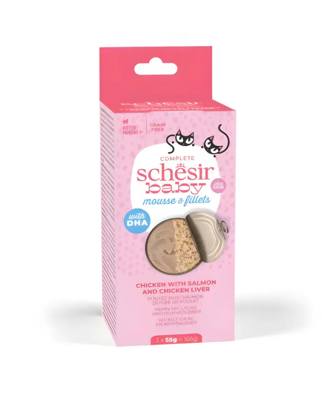 [SCINV21630103] SchesirBabyCatMultipackMousse&FilletsChickenWithSalmon&ChickenLiverWetCatFoodCan 165g