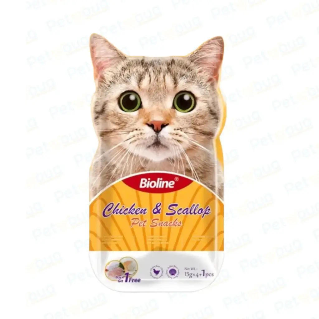 [6970117124507] Bioline Chicken & Scallop Premium Cat Treats - 5 x 15g