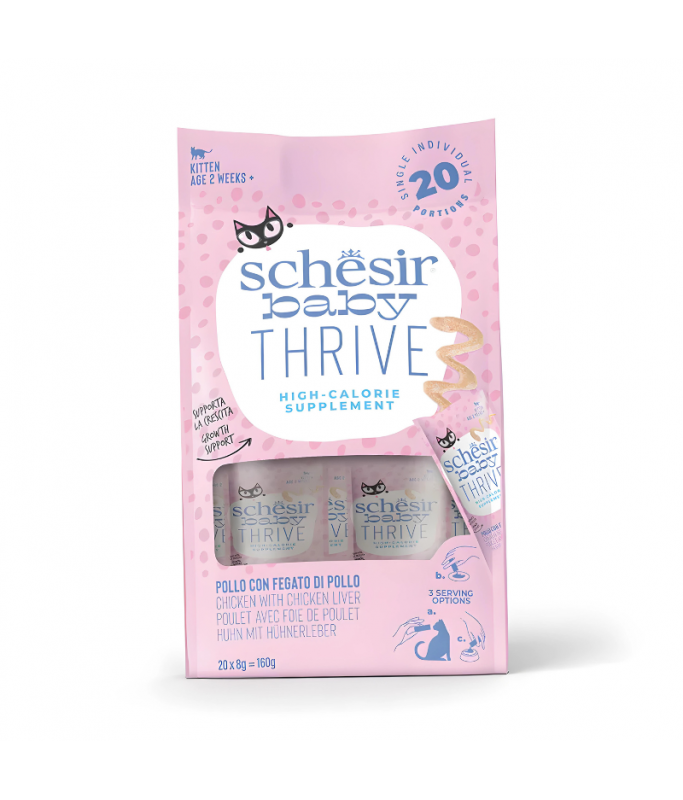 [SCINV25200104] Schesir Baby Thrive Mousse Kitten Chicken Growth Support Wet Cat Food Pouch 20x8g 160g