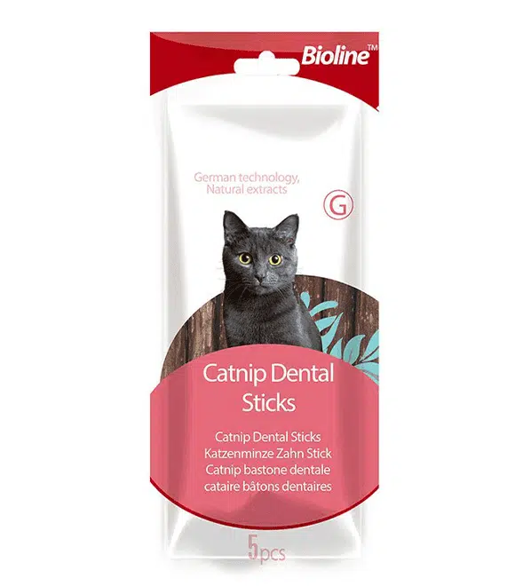 [6970117120295] Bioline Bioline Catnip Dental Sticks for Cats, 10g – Promotes Oral Health & Relieves Stress (Cat) – 10g