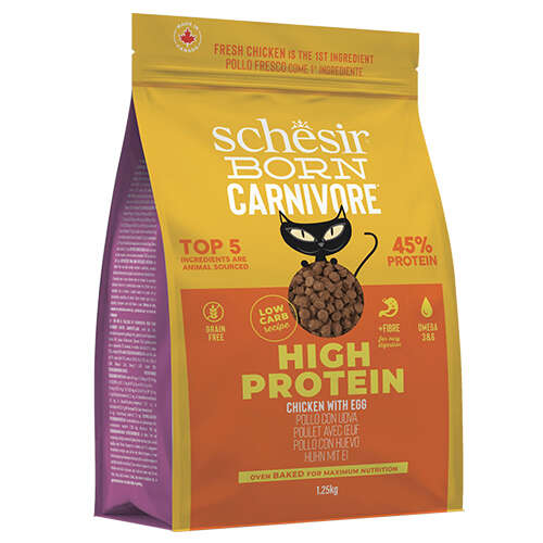 [SCINVC23382106] Schesir Born Carnivore Grain Free Oven Baked Chicken & Egg Premium Dry Cat Food Bag 1250g