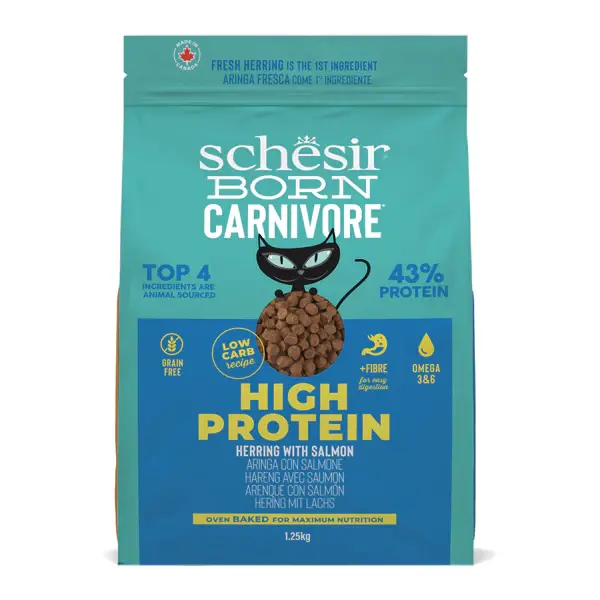 [SCINVC23382206] Schesir Born Carnivore Grain Free Oven Baked Herring & Salmon Premium Dry Cat Food Bag 1250g
