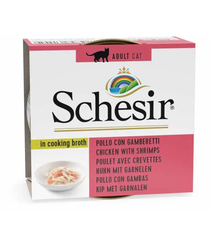 [C01064545] Schesir Broth Chicken With Shrimps Savory Wet Cat Food Can 70g