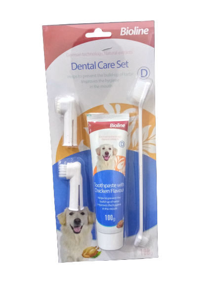 [6970117124415] Bioline Chicken Flavor Dental Hygiene Oral Health Kit for Pets - 100g