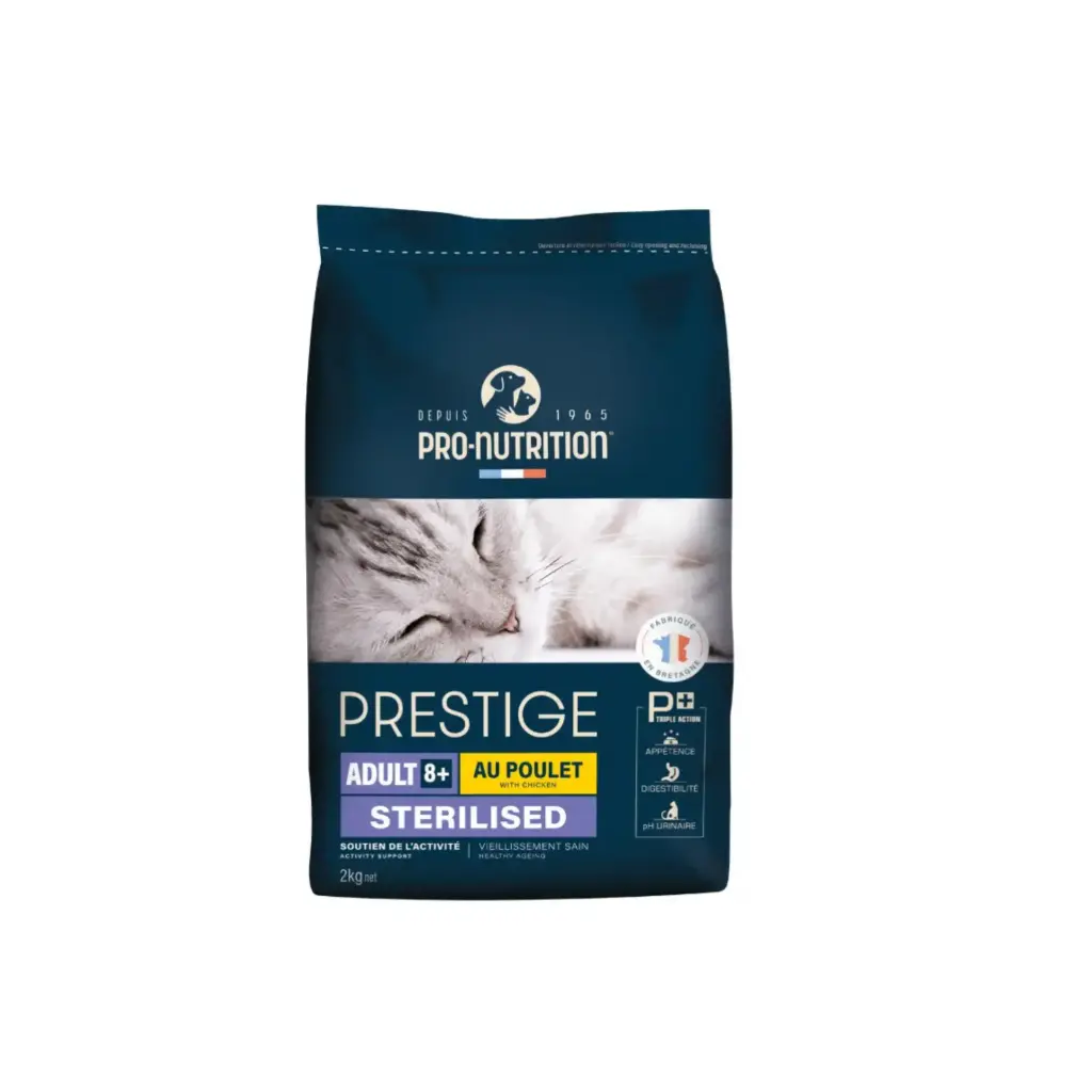 [204020C4] Pro Nutrition Prestige Adult 8+ Sterilised Chicken Dry Cat Food Bag 2kg