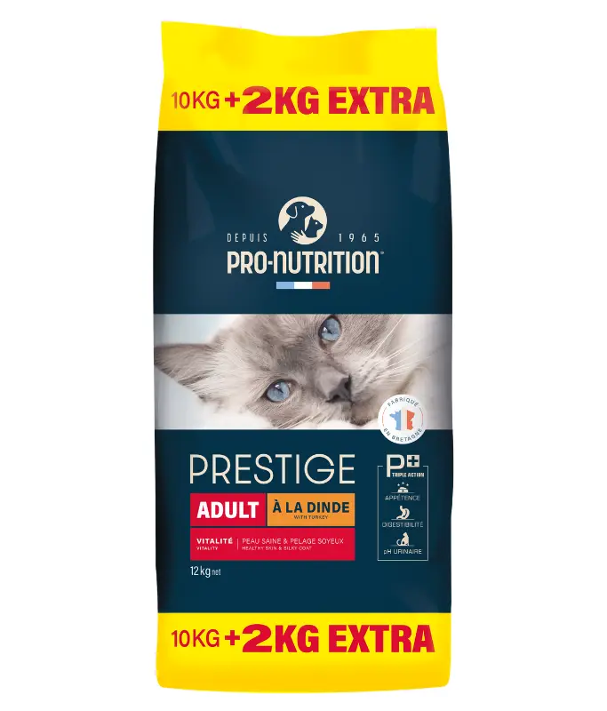 [203840] Pro Nutrition Prestige Adult Turkey Dry Cat Food Bag 10+2kg