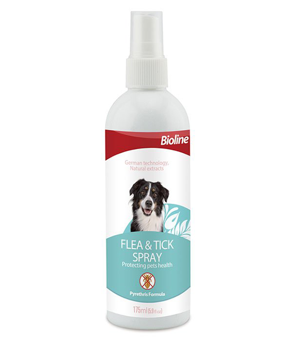 Bioline Flea & Tick Spray for Dogs, 175ml - Natural Parasite Protection