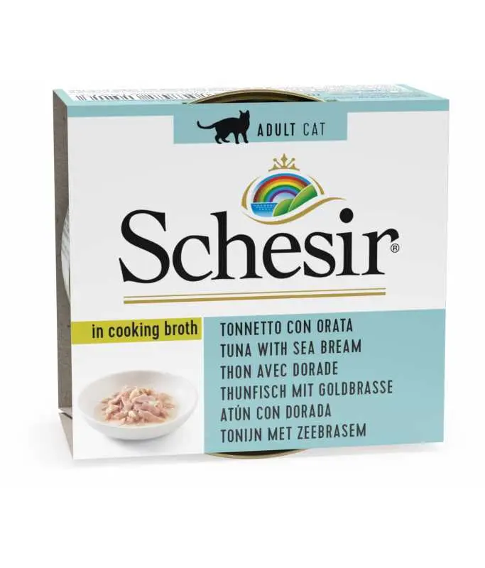 Schesir Broth Tuna With Seabream Unique Wet Cat Food Can 70g