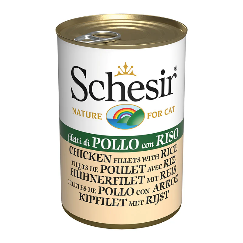 SchesirCanChickenFilletsWithRiceNaturalWetCatFoodCan140g