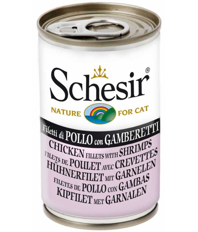 Schesir Can Wet Food Chicken With Shrimps Delicious & Natural Wet Cat Food Can 140g