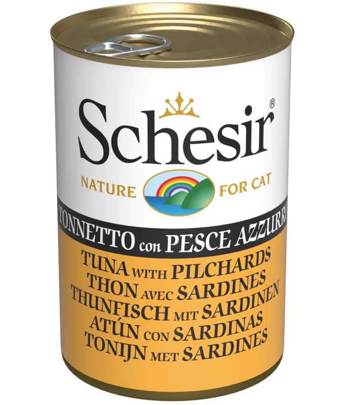 Schesir Can Wet Food Tuna With Pilchards Rich & Natural Wet Cat Food Can 140g