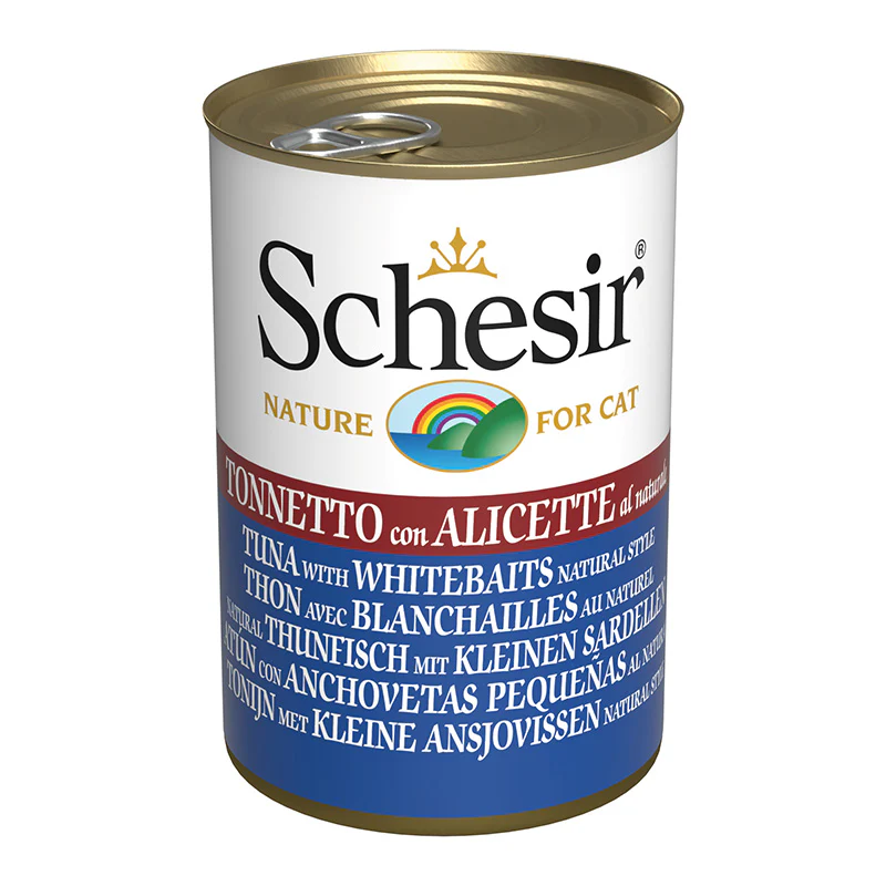 Schesir Can Wet Food Tuna With Whitebait Delicious & Natural Wet Cat Food Can 140g