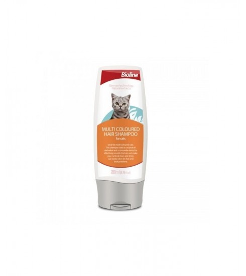 [6970117123876] Bioline Multi-Coloured Coat Color Protection Cat Shampoo - 200ml