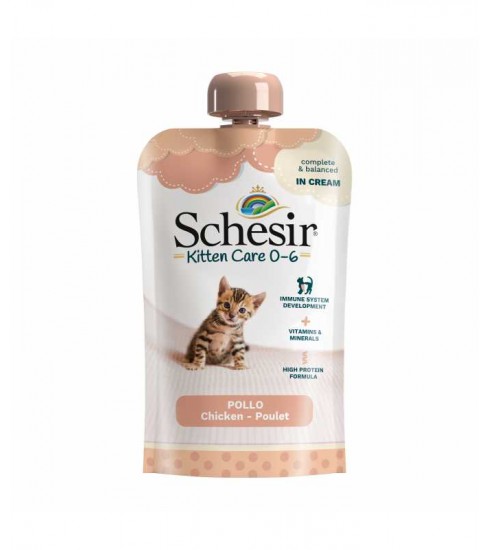 [C1072010] Schesir Cream 0-6 Chicken Smooth & Nutritious Wet Kitten Food Pouch 150g
