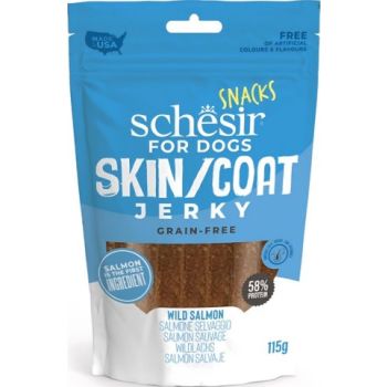 [SCINV26262504] Schesir Grain-Free Dog Snacks Skin & Coat Jerky 115g - Salmon - Healthy Treats