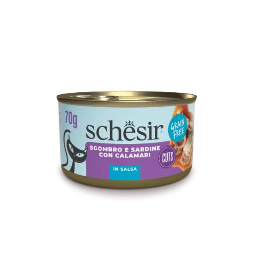 Schesir Grill Wholefood Mackerel And Sardines With Squid Natural & Wholesome Wet Cat Food Can 70g