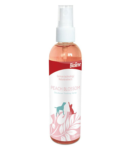 [6970117123999] Bioline Peach Blossom Freshening Pet Deodorant Spray - 118ml