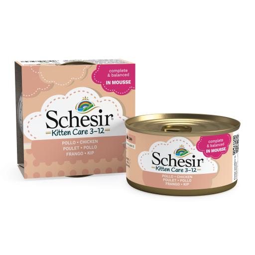 [C1072310] Schesir Mousse 3-12 Chicken Smooth & Delicious Wet Kitten Food Can 85g