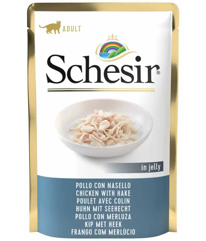 [C01070108] Schesir Pouch Chicken With Cod Delicious & Natural Wet Cat Food Pouch 85g