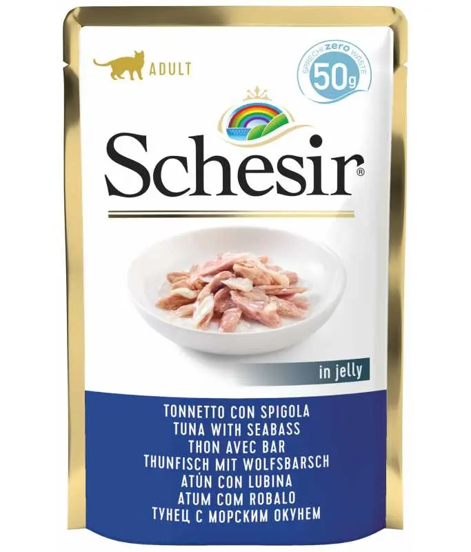 Schesir Pouch Wet Food Tuna With Seabass Gourmet & Natural Wet Cat Food Pouch 50g