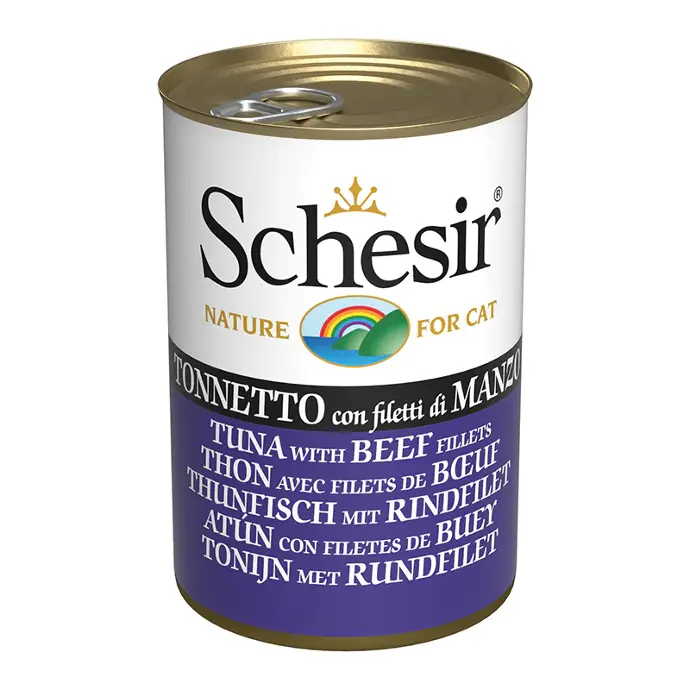 [C01064601] Schesir Wet Food Tuna With Beef Fillets Rich & Natural Wet Cat Food Can 140g