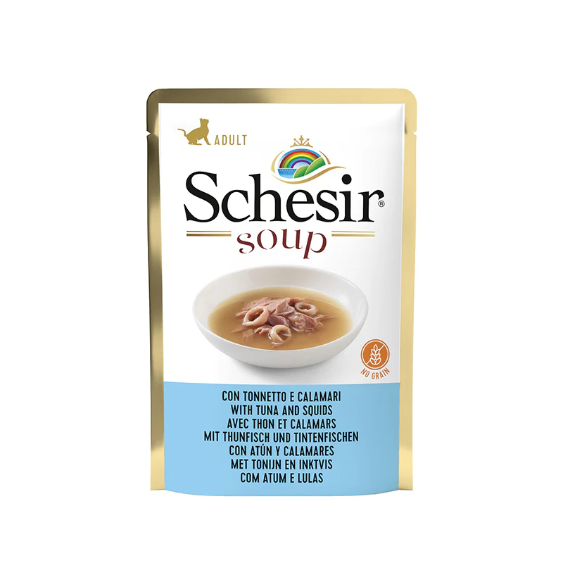 [C01064673] Schesir Wet Soup Wild Tuna And Squid Savory & Hydrating Wet Cat Soup Pouch 85g