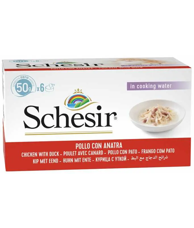 Schesir Wet Food Chicken Fillets With Duck Gourmet & Natural Wet Cat Food Can 300g
