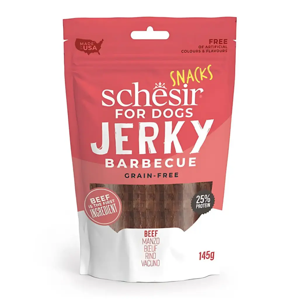 Schesir Grain-Free BBQ Beef Jerky Chewy Treats Pouch 145g